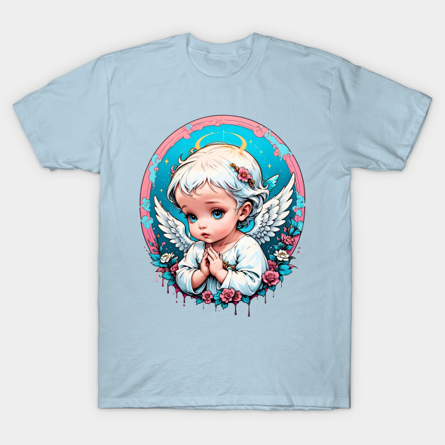 Praying Baby Boy Angel Cherub comic retro vintage by Neon City Bazaar